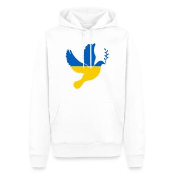 Paix Ukraine Drapeau Colombes Oiseau Symbole de paix - Sweat à capuche Premium bio Homme - blanc - Devant - Nico (187cm)