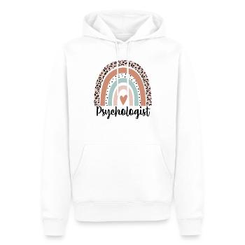 Psychologue Rainbow Leopard Drôle Psychologue - Sweat à capuche Premium bio Homme - blanc - Devant - Nico (187cm)