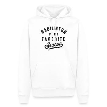 Badminton ist meine Lieblingsjahreszeit - Männer Premium Bio Hoodie - Weiß - Vorne - Nico (187cm)
