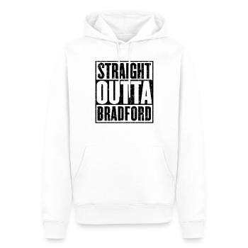 Gerade Outta Bradford - Männer Premium Bio Hoodie - Weiß - Vorne - Nico (187cm)