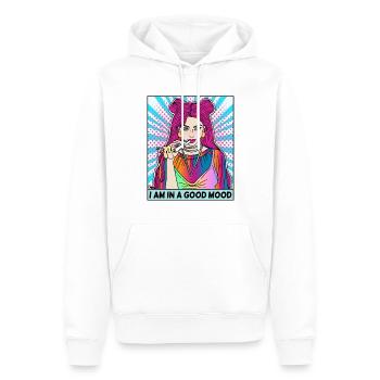 POP-ART ARTWORK JOINT RAUCHEN FRAU - Männer Premium Bio Hoodie - Weiß - Vorne - Nico (187cm)