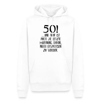 50. Geburtstag Mann Frau Männer 50 Jahre Geschenk - Männer Premium Bio Hoodie - Weiß - Vorne - Nico (187cm)