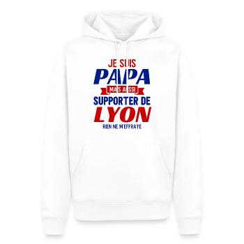 papa supporter lyon - Sweat à capuche Premium bio Homme - blanc - Devant - Nico (187cm)