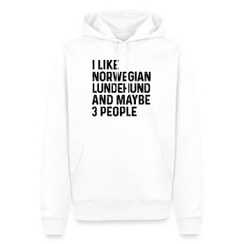 Ich mag norwegischen Lundehund und vielleicht 3 Personen Hund - Männer Premium Bio Hoodie - Weiß - Vorne - Nico (187cm)