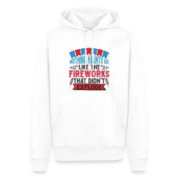 Nichts verfolgt uns so wie das Feuerwerk, das nich - Männer Premium Bio Hoodie - Weiß - Vorne - Nico (187cm)