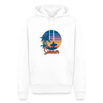 Beach Beach Surfer Palm Trees - Men’s Premium Organic Hoodie - white - Front - Nico (187cm)