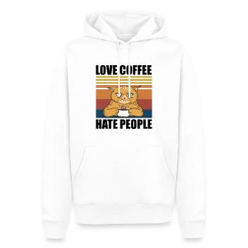 Love Coffee Hate People Funny Cat - Men’s Premium Organic Hoodie - white - Front - Nico (187cm)