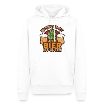 Bier Bildung Trinkspruch Lustig Hefe Weizen - Männer Premium Bio Hoodie - Weiß - Vorne - Nico (187cm)