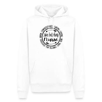 Infirmière du travail et de l’accouchement - Sweat à capuche Premium bio Homme - blanc - Devant - Nico (187cm)