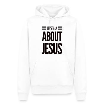 Let's Talk About Jesus - Men’s Premium Organic Hoodie - white - Front - Nico (187cm)