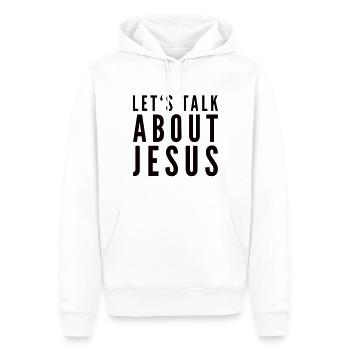 Let's Talk About Jesus - Men’s Premium Organic Hoodie - white - Front - Nico (187cm)