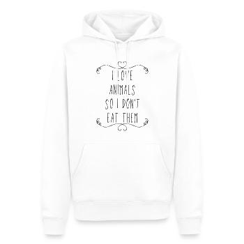 I Love Animals So I Don't Eat Them - Männer Premium Bio Hoodie - Weiß - Vorne - Nico (187cm)