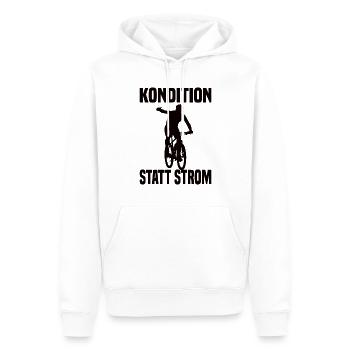Kondition Statt Strom Lustiger Fahrrad Spruch - Männer Premium Bio Hoodie - Weiß - Vorne - Nico (187cm)