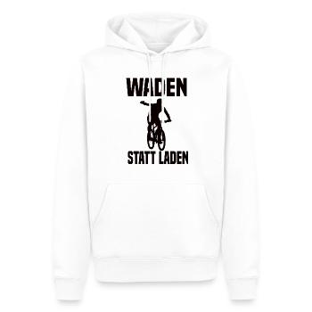 Waden Statt Laden Lustiger Fahrrad Spruch - Männer Premium Bio Hoodie - Weiß - Vorne - Nico (187cm)