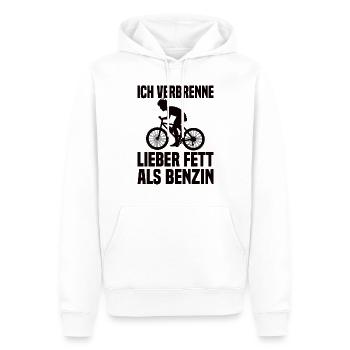 Ich Verbrenne Lieber Fett Als Benzin Radfahrer - Männer Premium Bio Hoodie - Weiß - Vorne - Nico (187cm)
