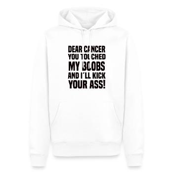 Cher Cancer Tu as touché mes seins Cancer En disant - Sweat à capuche Premium bio Homme - blanc - Devant - Nico (187cm)
