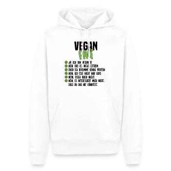 Vegan FAQ - Lustiger Veganer Spruch - Männer Premium Bio Hoodie - Weiß - Vorne - Nico (187cm)