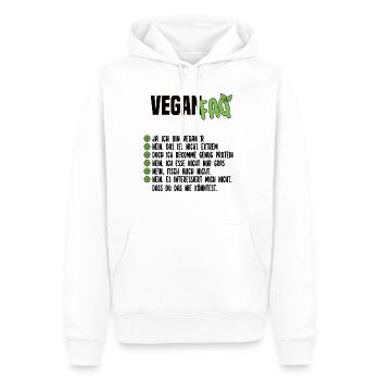 Vegan FAQ - Lustiger Veganer Spruch - Männer Premium Bio Hoodie - Weiß - Vorne - Nico (187cm)