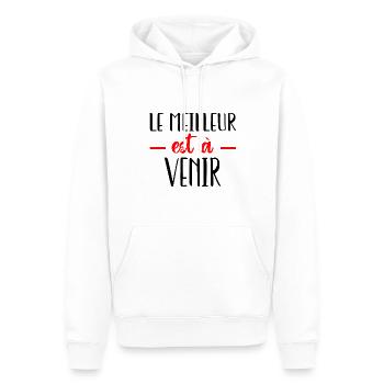 Le meilleur est à venir - Sweat à capuche Premium bio Homme - blanc - Devant - Nico (187cm)