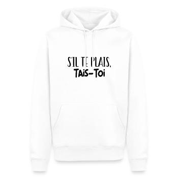 s'il te plais tais toi - Sweat à capuche Premium bio Homme - blanc - Devant - Nico (187cm)