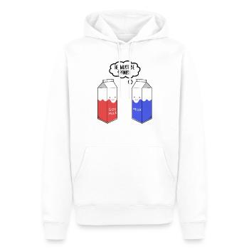 Vegan Vegetarier Sojamilch Soy Spanisch I Geschenk - Männer Premium Bio Hoodie - Weiß - Vorne - Nico (187cm)