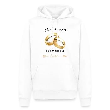 JE PEUX PAS, J'AI MARIAGE - Sweat à capuche Premium bio Homme - blanc - Devant - Nico (187cm)
