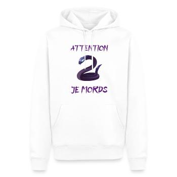 Faites attention je mords - Sweat à capuche Premium bio Homme - blanc - Devant - Nico (187cm)
