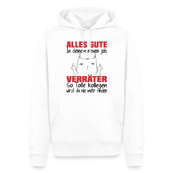 Jobwechsel Alles Gute In Deinem Neuen Job Verräter - Männer Premium Bio Hoodie - Weiß - Vorne - Nico (187cm)
