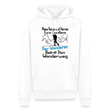 Eure Exzellenz Der Wanderer Lustiger Wander Spruch - Männer Premium Bio Hoodie - Weiß - Vorne - Nico (187cm)