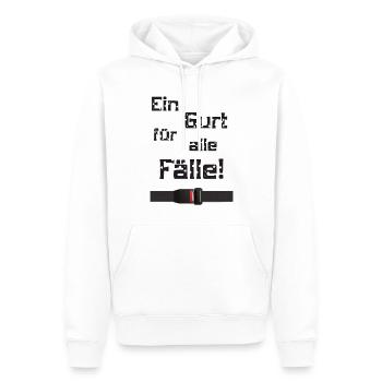 Ein Gurt für alle Fälle - Männer Premium Bio Hoodie - Weiß - Vorne - Nico (187cm)