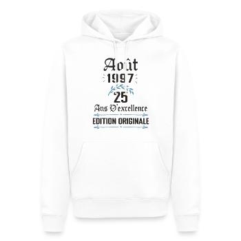 25 ans anniversaire aout 1997 - Sweat à capuche Premium bio Homme - blanc - Devant - Nico (187cm)