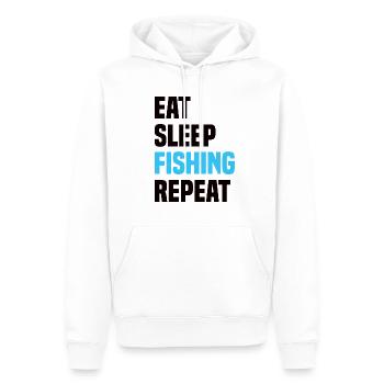 Manger dormir Pêche Répéter - Sweat à capuche Premium bio Homme - blanc - Devant - Nico (187cm)