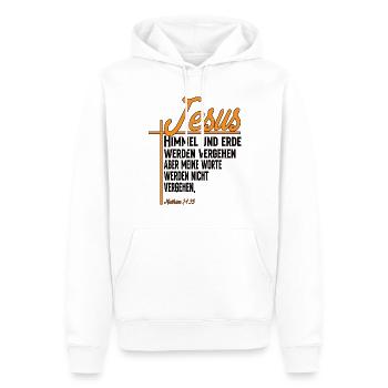 Himmel Und Erde Werden Vergehen Matthäus 24:35 - Männer Premium Bio Hoodie - Weiß - Vorne - Nico (187cm)