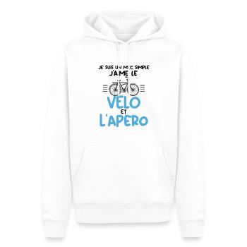 Je suis un mec simple j'aime le vélo et l'apéro - Sweat à capuche Premium bio Homme - blanc - Devant - Nico (187cm)