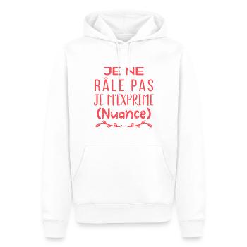 Je ne râle pas je m'exprime (nuance) - Sweat à capuche Premium bio Homme - blanc - Devant - Nico (187cm)