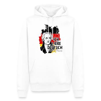 Ich Liebe Deutsch (Deutschlandskarte) - Männer Premium Bio Hoodie - Weiß - Vorne - Nico (187cm)