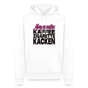 Kaffee Zigarette Kacken - Lustiger Spruch - Männer Premium Bio Hoodie - Weiß - Vorne - Nico (187cm)