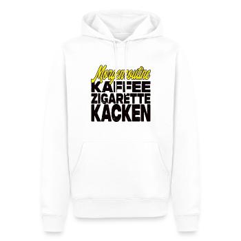 Kaffee Zigarette Kacken - Lustiger Spruch - Männer Premium Bio Hoodie - Weiß - Vorne - Nico (187cm)