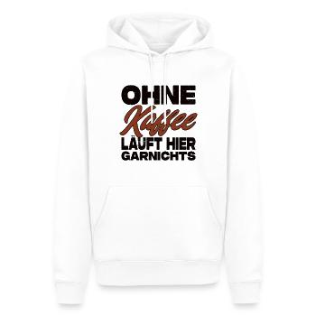 Ohne Kaffee Läuft Hier Garnichts - Kaffee Spruch - Männer Premium Bio Hoodie - Weiß - Vorne - Nico (187cm)