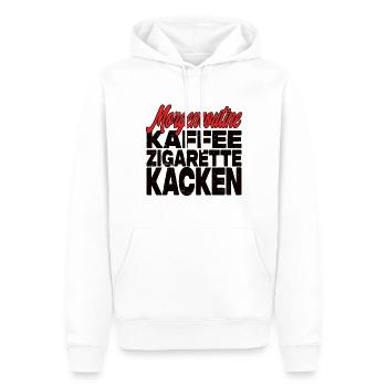 Kaffee Zigarette Kacken - Lustiger Spruch - Männer Premium Bio Hoodie - Weiß - Vorne - Nico (187cm)