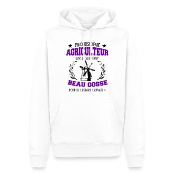 j'ai choisi d'être agriculteur beau gosse - Sweat à capuche Premium bio Homme - blanc - Devant - Nico (187cm)