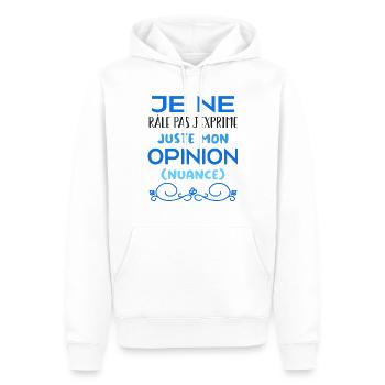 Je ne râle pas je m'exprime (nuance) - Sweat à capuche Premium bio Homme - blanc - Devant - Nico (187cm)