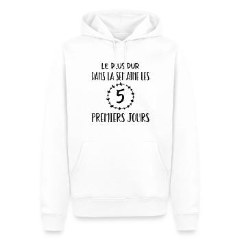 Les cinq premiers jours sont les plus difficiles - Sweat à capuche Premium bio Homme - blanc - Devant - Nico (187cm)