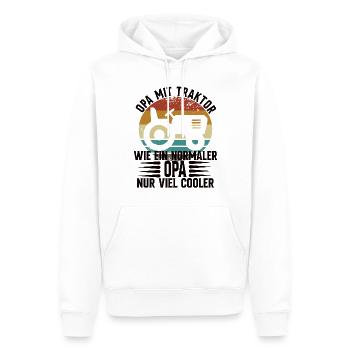 Opa Mit Traktor - Landwirt - Männer Premium Bio Hoodie - Weiß - Vorne - Nico (187cm)