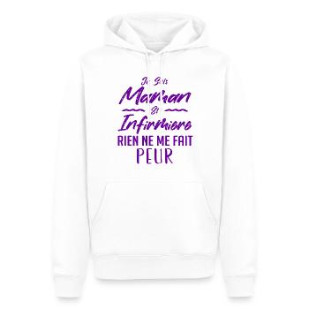 Je suis maman et infirmière - Sweat à capuche Premium bio Homme - blanc - Devant - Nico (187cm)