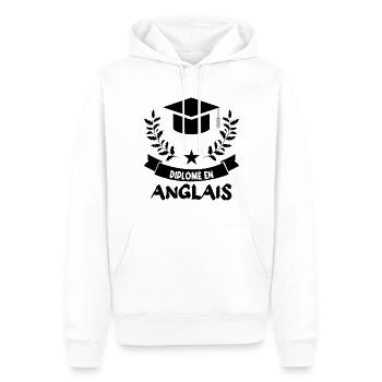 diplômé en anglais. - Sweat à capuche Premium bio Homme - blanc - Devant - Nico (187cm)