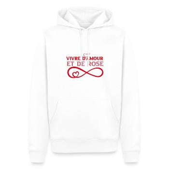 vivre d amour et de rosé - Sweat à capuche Premium bio Homme - blanc - Devant - Nico (187cm)