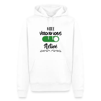 mode vacances activé - Sweat à capuche Premium bio Homme - blanc - Devant - Nico (187cm)