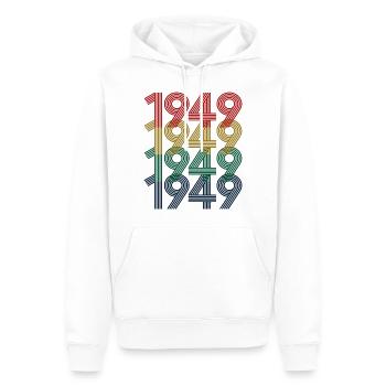 1949 75e anniversaire hommes femmes 75 ans vintage - Sweat à capuche Premium bio Homme - blanc - Devant - Nico (187cm)