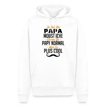 Je suis un papa moustachu carrément plus cool - Sweat à capuche Premium bio Homme - blanc - Devant - Nico (187cm)